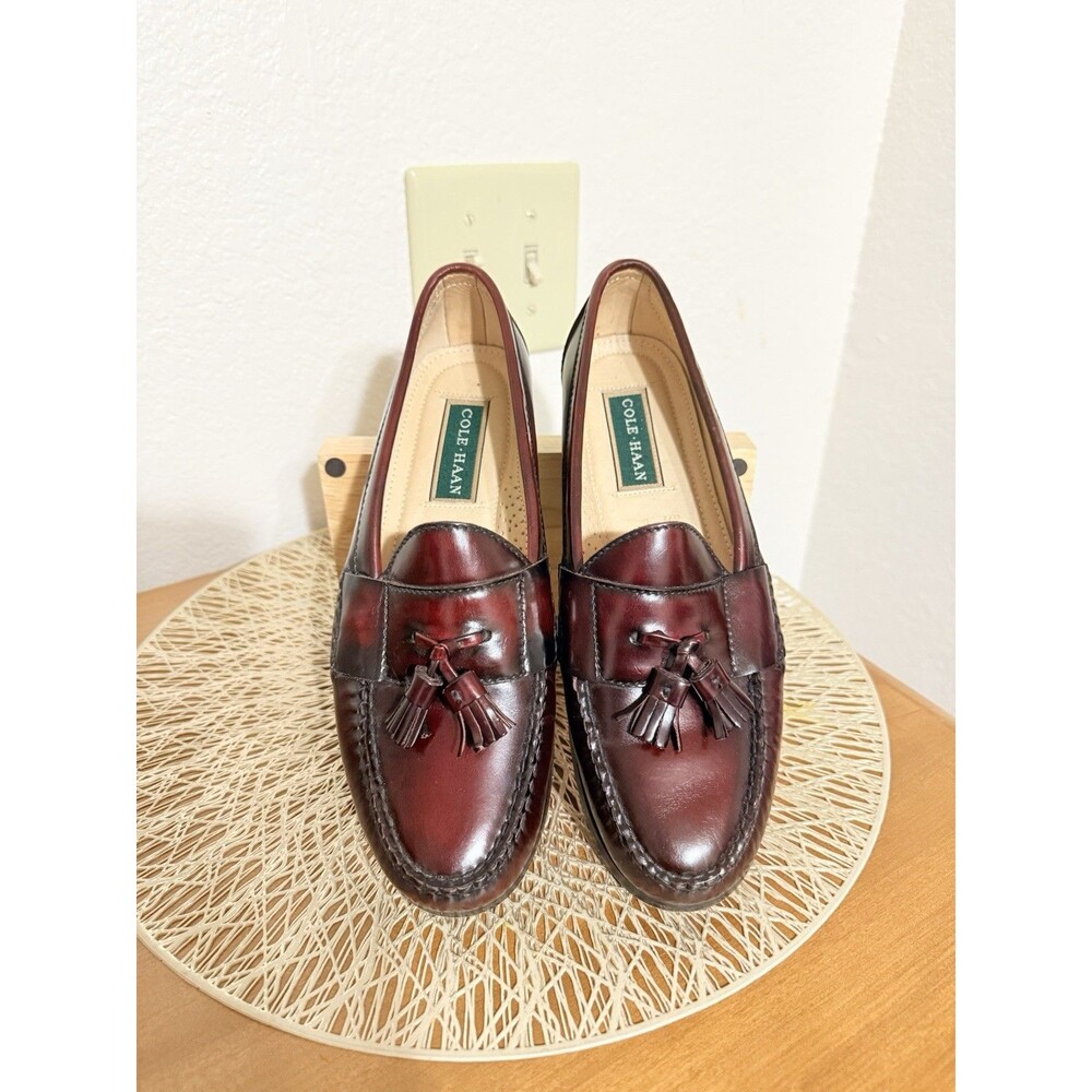 Vintage Cole Haan Pinch Tassel Loafers Men 8.5 B (Narrow) / Women 9.5 Burgundy